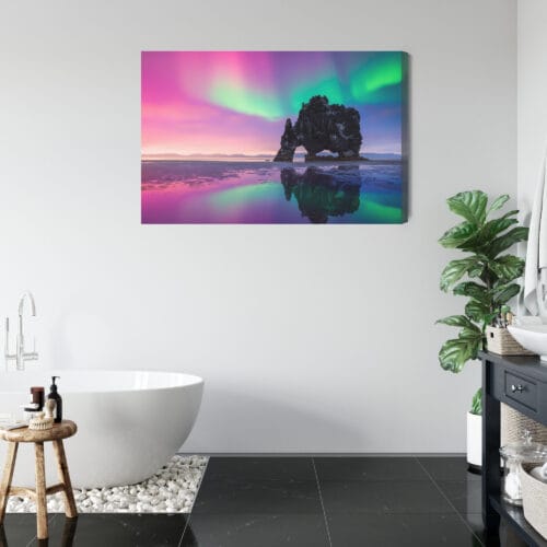 Obraz na płótnie Islandia zorza polarna Hvitserkur  Premium Canvas - obrazek 5