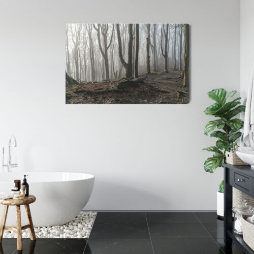 Obraz na płótnie Mglisty las Styl fotograficzny Drzewa we mgle  Premium Canvas - obrazek 5