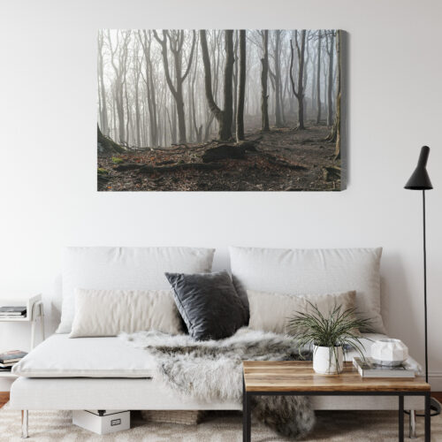 Obraz na płótnie Mglisty las Styl fotograficzny Drzewa we mgle  Premium Canvas - obrazek 4