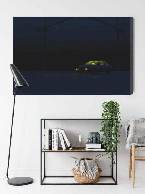 Obraz na płótnie Samochód nocą Żółte światła Minimalizm  Premium Canvas - obrazek 9
