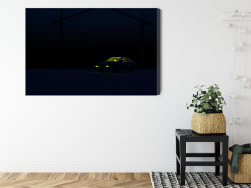 Obraz na płótnie Samochód nocą Żółte światła Minimalizm  Premium Canvas - obrazek 8