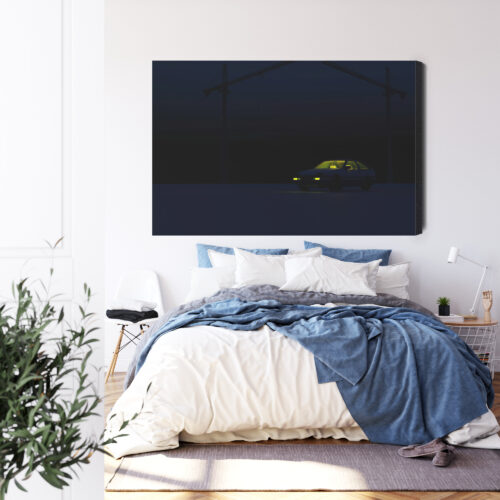 Obraz na płótnie Samochód nocą Żółte światła Minimalizm  Premium Canvas - obrazek 3
