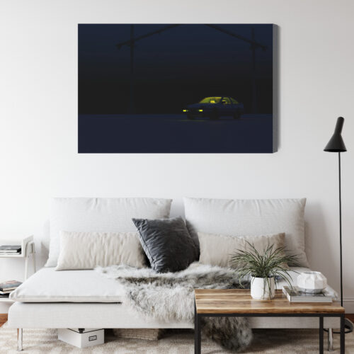 Obraz na płótnie Samochód nocą Żółte światła Minimalizm  Premium Canvas - obrazek 4