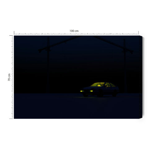 Obraz na płótnie Samochód nocą Żółte światła Minimalizm  Premium Canvas