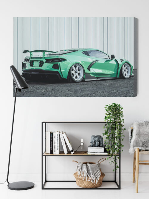 Obraz na płótnie Zielony sportowy samochód Nowoczesny styl  Premium Canvas - obrazek 9