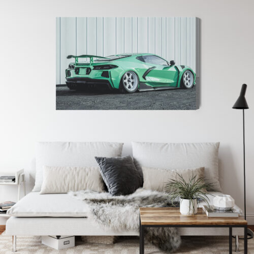 Obraz na płótnie Zielony sportowy samochód Nowoczesny styl  Premium Canvas - obrazek 4