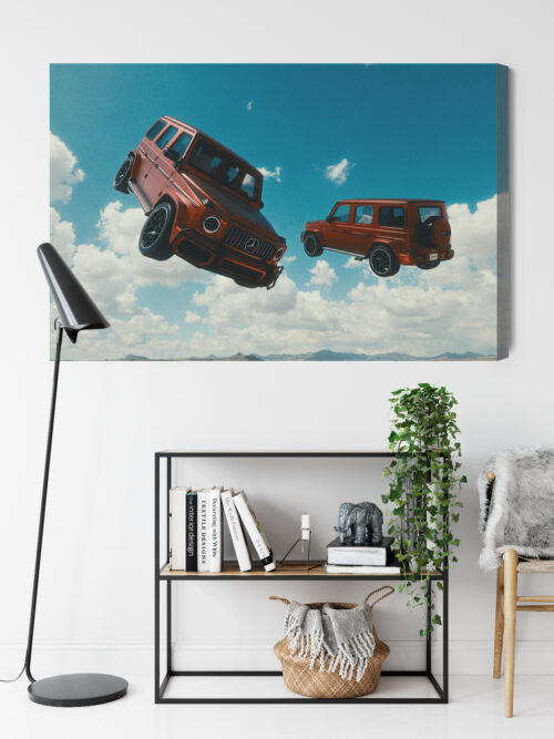 Obraz na płótnie Samochody SUV Latające auta na tle nieba  Premium Canvas - obrazek 9