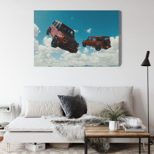Obraz na płótnie Samochody SUV Latające auta na tle nieba  Premium Canvas - obrazek 4