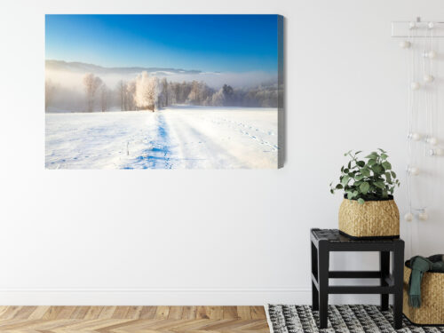 Obraz na płótnie Zimowy krajobraz Fotografia Śnieżne pole  Premium Canvas - obrazek 8