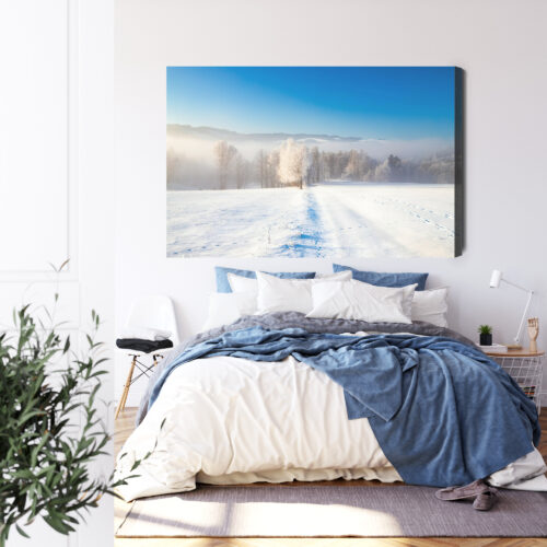 Obraz na płótnie Zimowy krajobraz Fotografia Śnieżne pole  Premium Canvas - obrazek 3