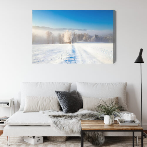 Obraz na płótnie Zimowy krajobraz Fotografia Śnieżne pole  Premium Canvas - obrazek 4