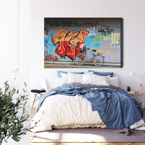 Obraz na płótnie Rower i Graffiti Ulica Miejski Styl  Premium Canvas - obrazek 3