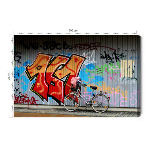 Obraz na płótnie Rower i Graffiti Ulica Miejski Styl  Premium Canvas