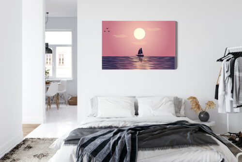 Obraz na płótnie Żaglówka Zachód Słońca Minimalizm  Premium Canvas - obrazek 7