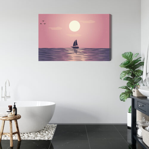 Obraz na płótnie Żaglówka Zachód Słońca Minimalizm  Premium Canvas - obrazek 5