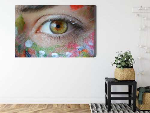 Obraz na płótnie Oko Kolorowa Twarz Fotorealizm  Premium Canvas - obrazek 8