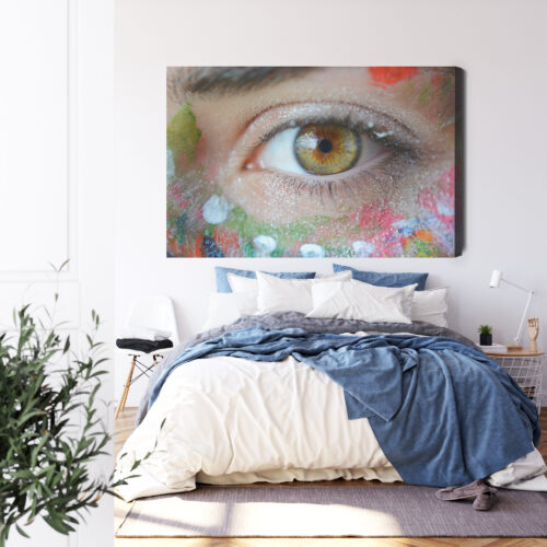 Obraz na płótnie Oko Kolorowa Twarz Fotorealizm  Premium Canvas - obrazek 3