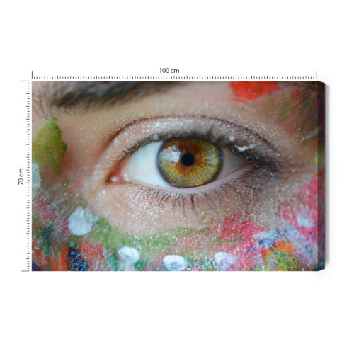 Obraz na płótnie Oko Kolorowa Twarz Fotorealizm  Premium Canvas