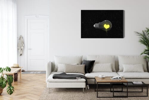 Obraz na płótnie Minimalizm Żarówka z sercem Premium Canvas - obrazek 6