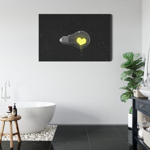 Obraz na płótnie Minimalizm Żarówka z sercem Premium Canvas - obrazek 5