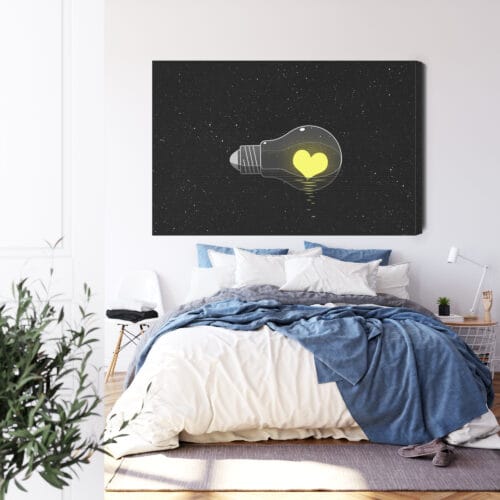 Obraz na płótnie Minimalizm Żarówka z sercem Premium Canvas - obrazek 3