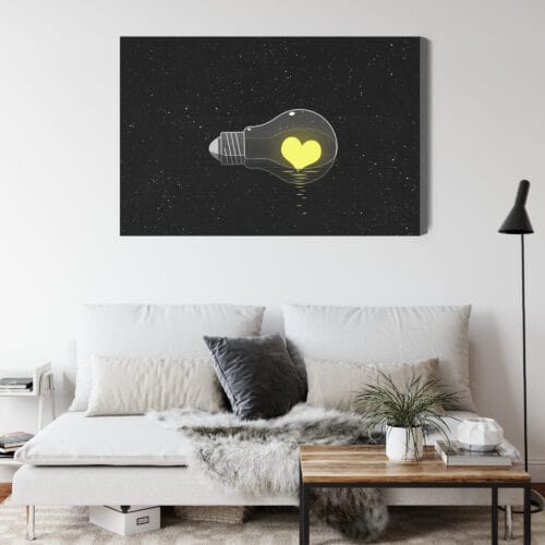 Obraz na płótnie Minimalizm Żarówka z sercem Premium Canvas - obrazek 4