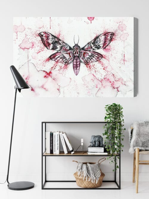 Obraz na płótnie Ilustracja Ćma w czerwonej akwareli Premium Canvas - obrazek 9