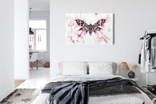 Obraz na płótnie Ilustracja Ćma w czerwonej akwareli Premium Canvas - obrazek 7