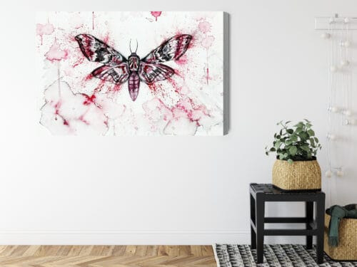 Obraz na płótnie Ilustracja Ćma w czerwonej akwareli Premium Canvas - obrazek 8