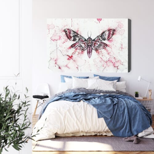 Obraz na płótnie Ilustracja Ćma w czerwonej akwareli Premium Canvas - obrazek 3