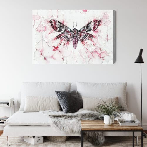 Obraz na płótnie Ilustracja Ćma w czerwonej akwareli Premium Canvas - obrazek 4