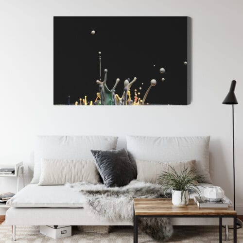 Obraz na płótnie Fotografia Krople farby na czarnym tle Premium Canvas - obrazek 4