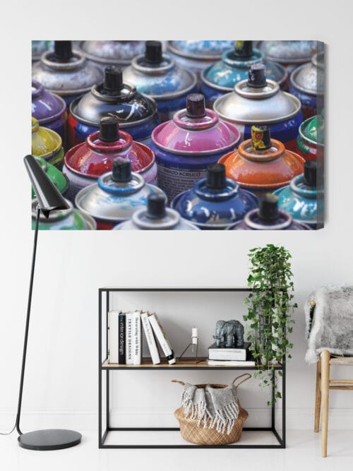 Obraz na płótnie Fotografia Puszki sprayu z bliska Premium Canvas - obrazek 9