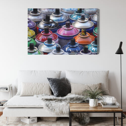 Obraz na płótnie Fotografia Puszki sprayu z bliska Premium Canvas - obrazek 4