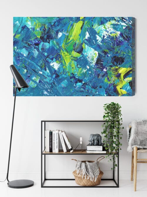 Obraz na płótnie Abstrakcja Niebiesko-żółte rozbłyski pędzla Premium Canvas - obrazek 9