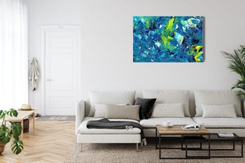 Obraz na płótnie Abstrakcja Niebiesko-żółte rozbłyski pędzla Premium Canvas - obrazek 6