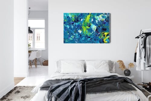 Obraz na płótnie Abstrakcja Niebiesko-żółte rozbłyski pędzla Premium Canvas - obrazek 7