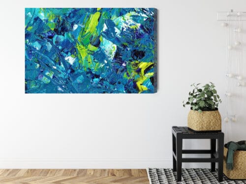 Obraz na płótnie Abstrakcja Niebiesko-żółte rozbłyski pędzla Premium Canvas - obrazek 8