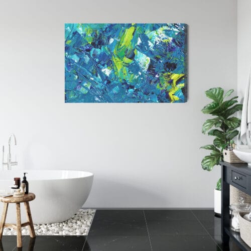 Obraz na płótnie Abstrakcja Niebiesko-żółte rozbłyski pędzla Premium Canvas - obrazek 5