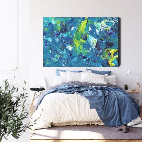 Obraz na płótnie Abstrakcja Niebiesko-żółte rozbłyski pędzla Premium Canvas - obrazek 3