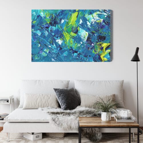 Obraz na płótnie Abstrakcja Niebiesko-żółte rozbłyski pędzla Premium Canvas - obrazek 4