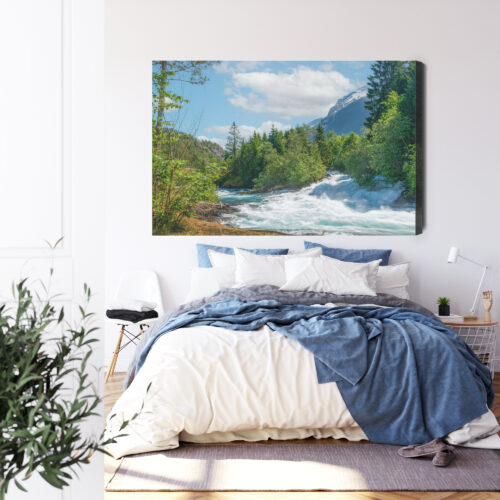 Obraz na płótnie Wodospad Krajobraz Górski  Premium Canvas - obrazek 3