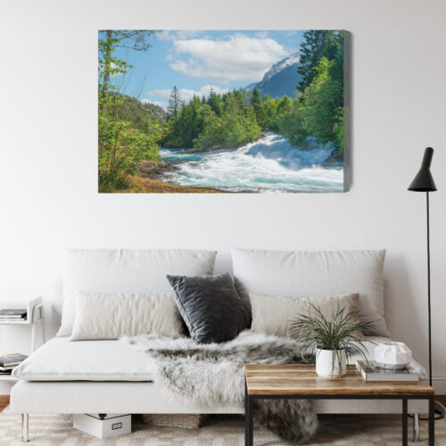 Obraz na płótnie Wodospad Krajobraz Górski  Premium Canvas - obrazek 4