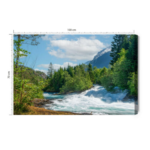 Obraz na płótnie Wodospad Krajobraz Górski  Premium Canvas
