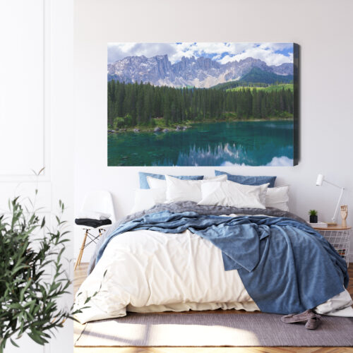 Obraz na płótnie Góry Fotografia Alpejskie jezioro i las  Premium Canvas - obrazek 3
