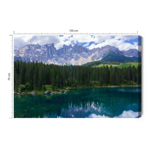 Obraz na płótnie Góry Fotografia Alpejskie jezioro i las  Premium Canvas
