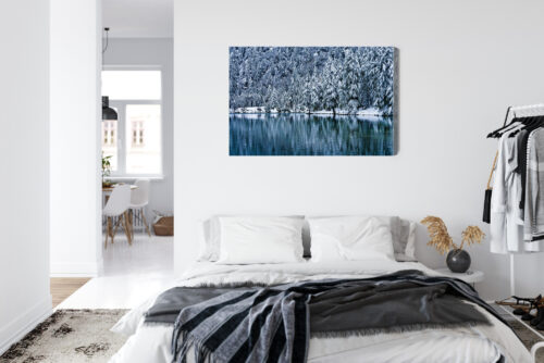 Obraz na płótnie Zima Fotografia Śnieżny las nad jeziorem  Premium Canvas - obrazek 7