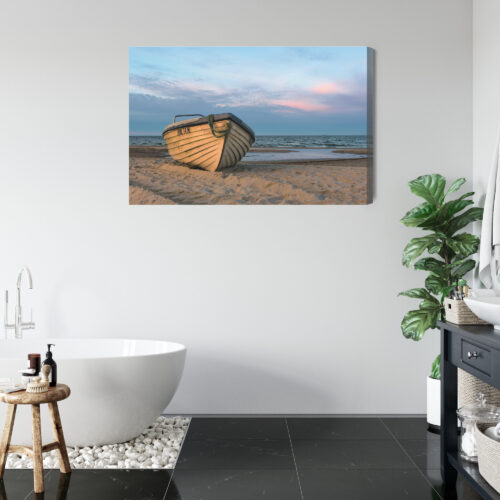 Obraz na płótnie Łódź Plaża Spokojny brzeg  Premium Canvas - obrazek 5