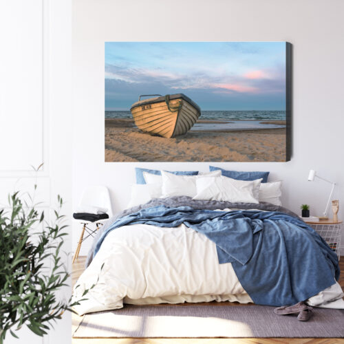 Obraz na płótnie Łódź Plaża Spokojny brzeg  Premium Canvas - obrazek 3