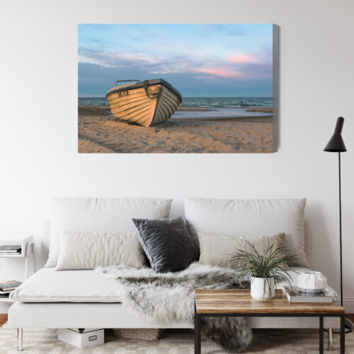 Obraz na płótnie Łódź Plaża Spokojny brzeg  Premium Canvas - obrazek 4